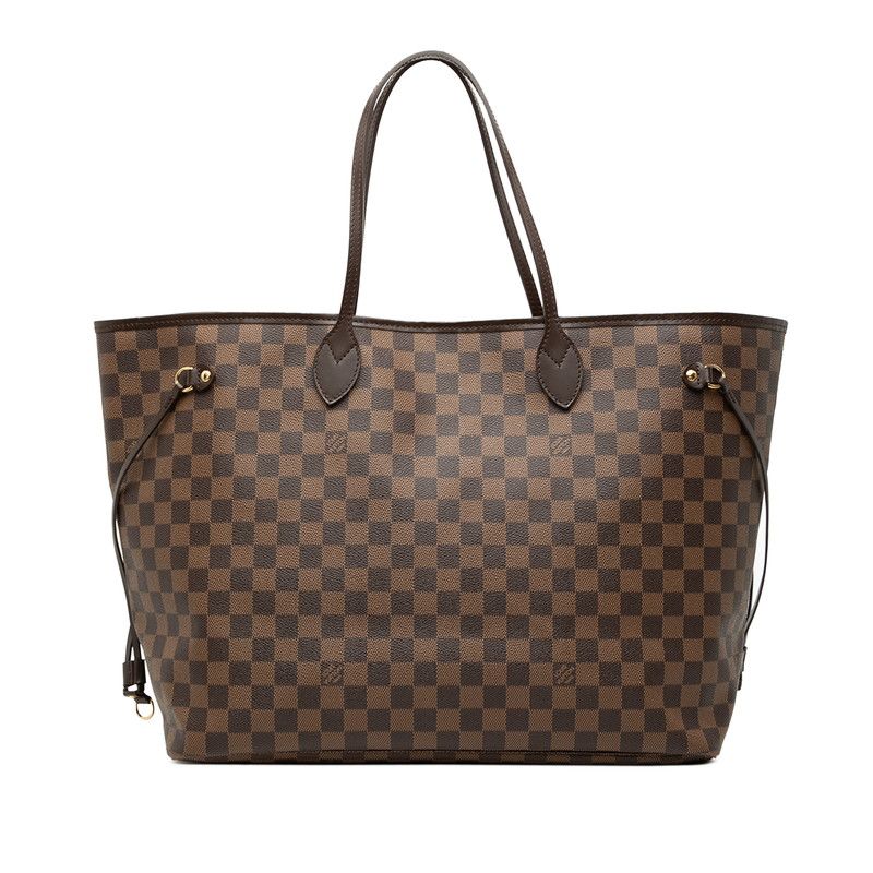 Louis Vuitton Damier Neverfull GM Tote Bag Brown Leather