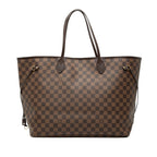 Louis Vuitton Damier Neverfull GM Tote Bag Brown Leather