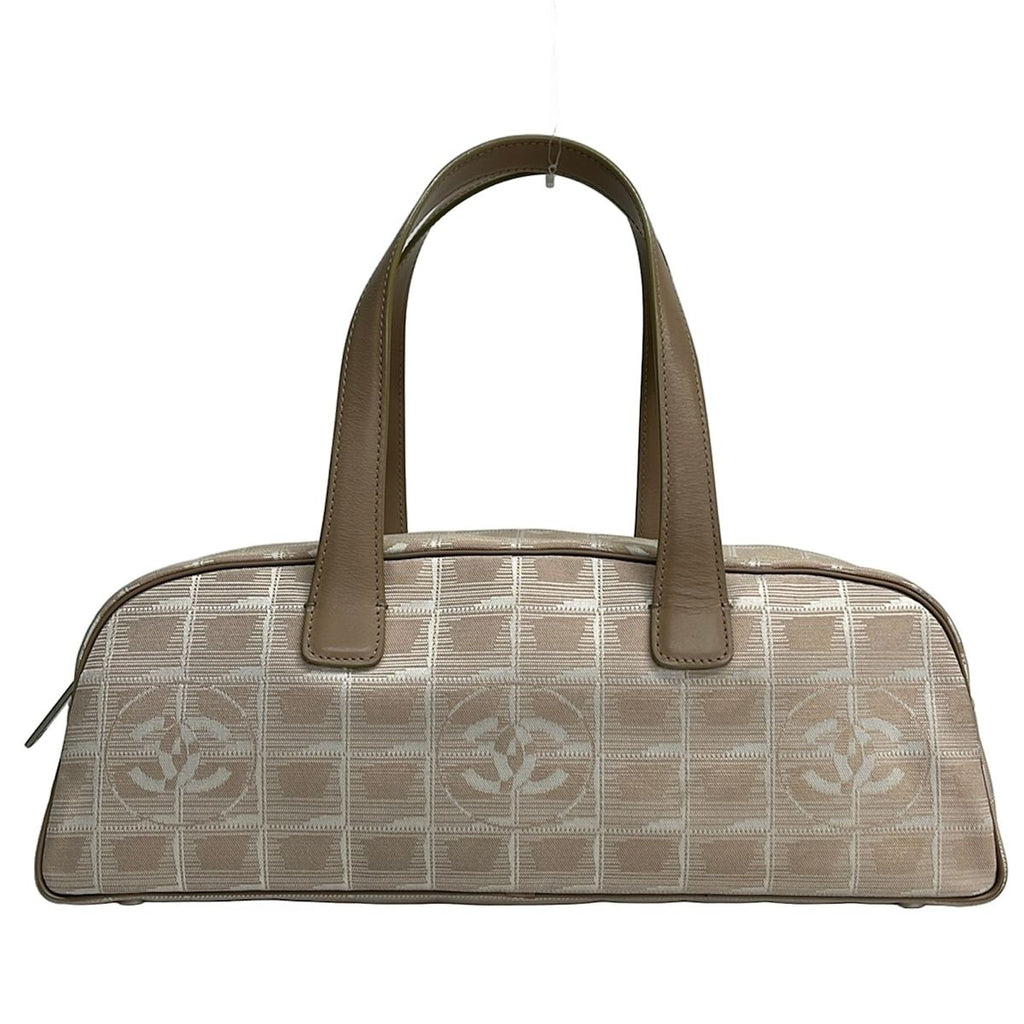 Chanel Handbag New Travel Line Beige White Leather