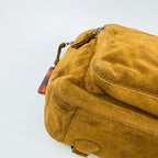 Chanel CC Logo Suede Tortoiseshell Backpack Mustard Brown Seal Vintage — view 6