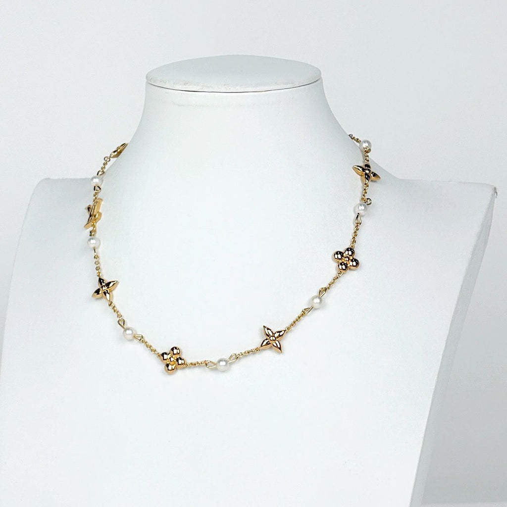 Louis Vuitton Necklace Monogram Faux Pearl Gold — view 6