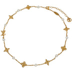 Louis Vuitton Necklace Monogram Faux Pearl Gold