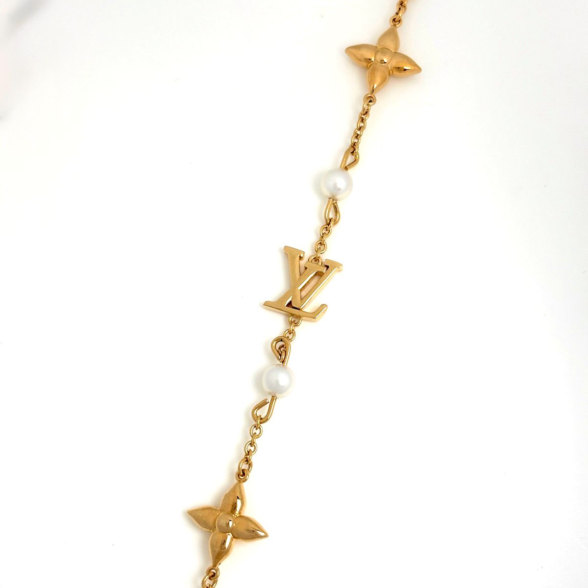 Louis Vuitton Necklace Monogram Faux Pearl Gold — view 3