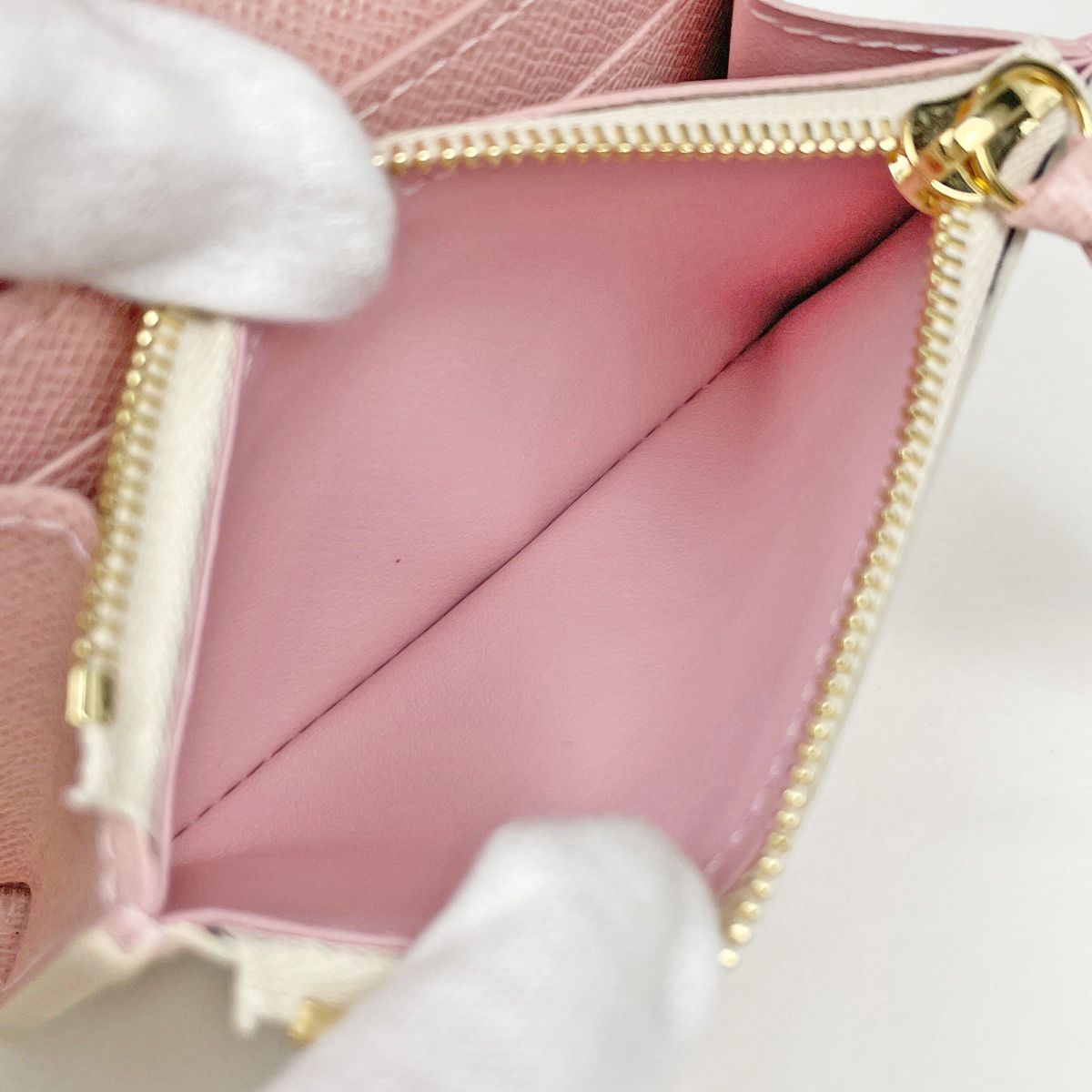 Louis Vuitton Porte Monnaie Rosalie Coin Purse Bifold Damier Azur White Rose — view 6