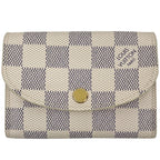 Louis Vuitton Porte Monnaie Rosalie Coin Purse Bifold Damier Azur White Rose