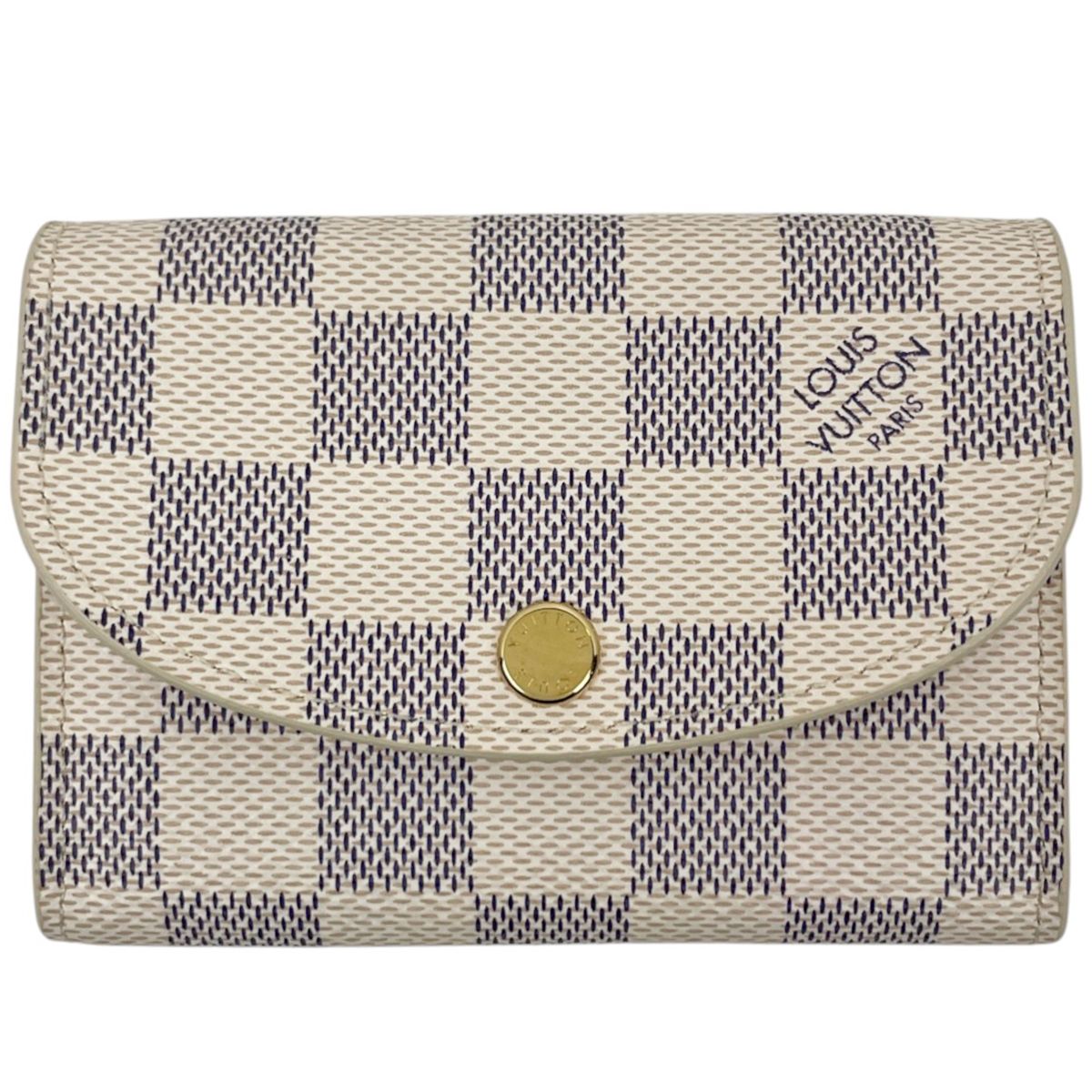 Louis Vuitton Porte Monnaie Rosalie Coin Purse Bifold Damier Azur White Rose