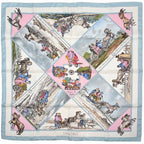 Hermes Carre 90 Voyage en Russie Scarf Russia Silk Light Blue Multicolor