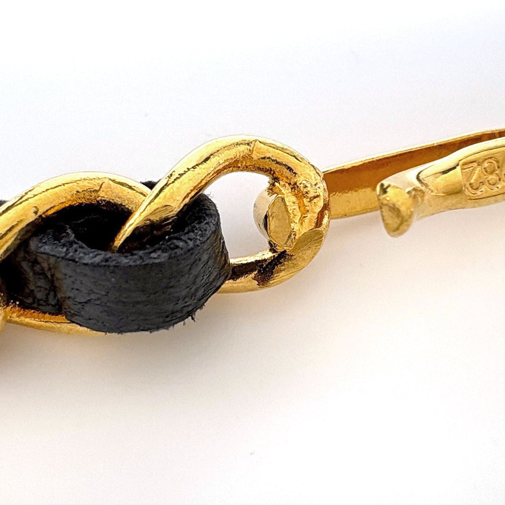 Chanel Belt CC Logo Leather Gold Black — view 5