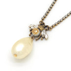 Gucci Be Drop Pearl Crystal Necklace Neck Gold Tone Metal Aging Finish