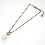 Gucci Be Drop Pearl Crystal Necklace Neck Gold Tone Metal Aging Finish — view 2