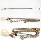 Gucci Be Drop Pearl Crystal Necklace Neck Gold Tone Metal Aging Finish — view 3