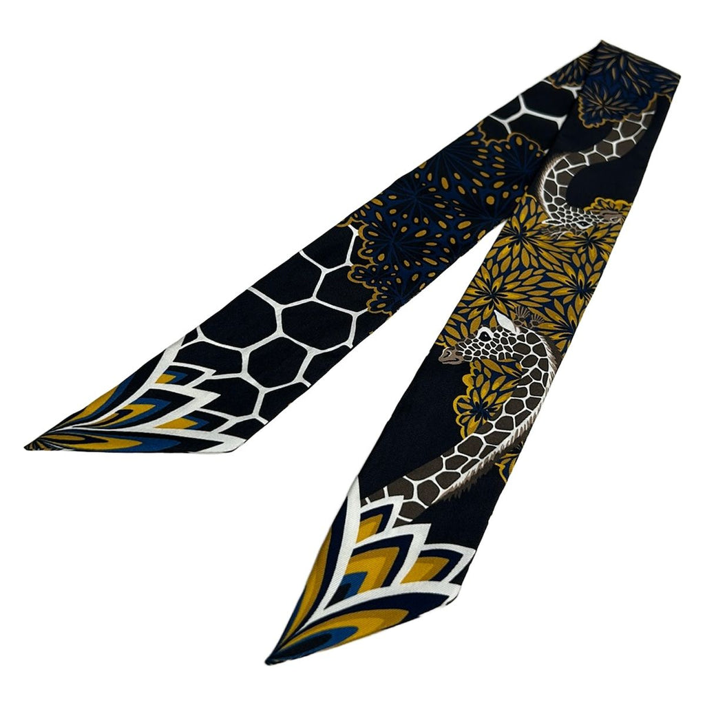 Hermes Scarf Twilly Black Yellow Brown the Three Graces Giraffe — view 4