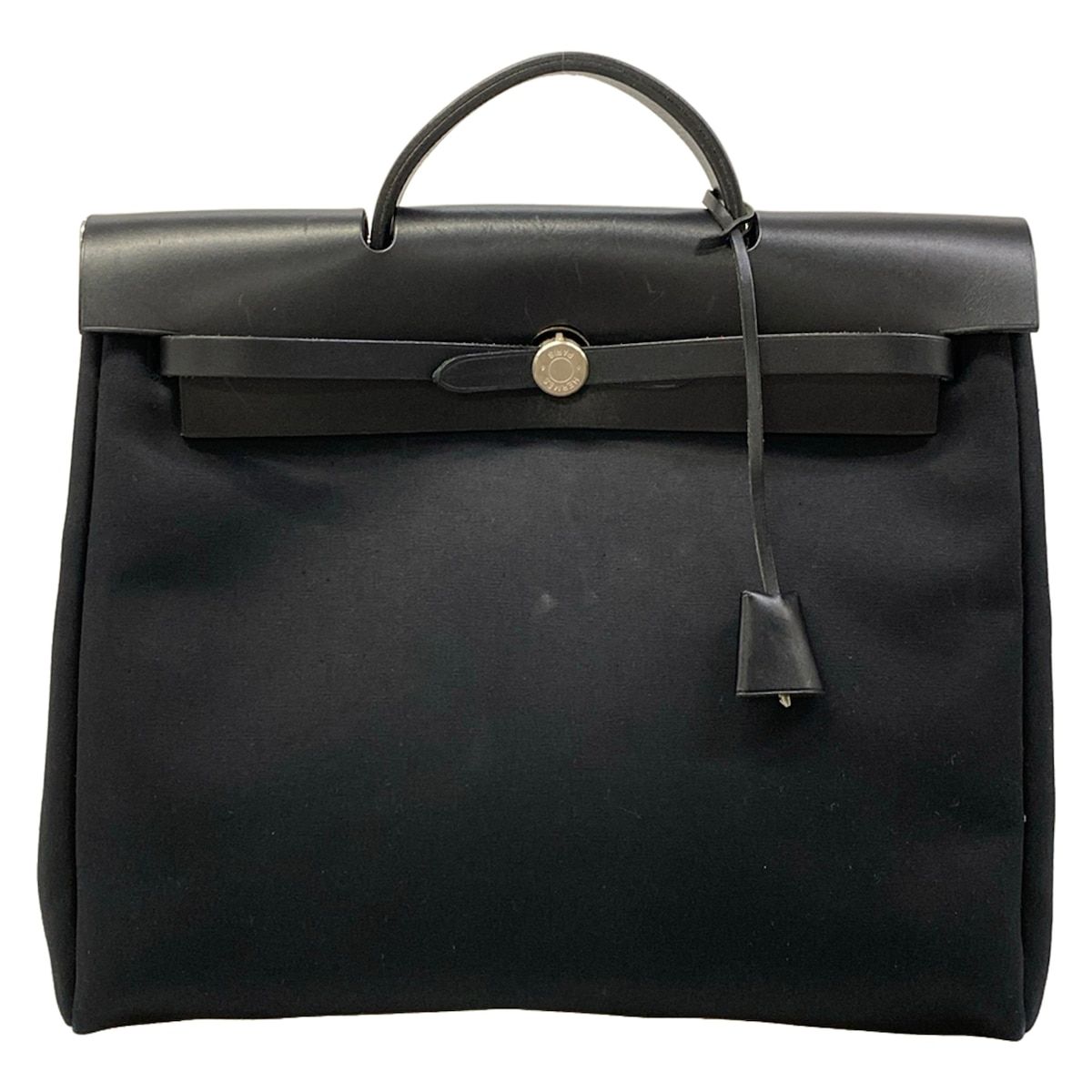 Hermes Handbag Herbag MM Black Leather