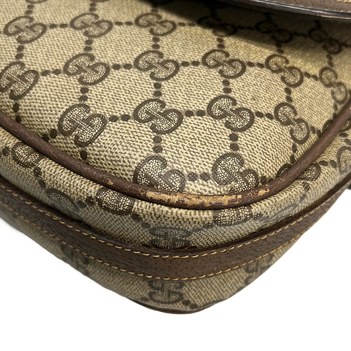 Gucci Shoulder Bag Vintage GG Pattern Beige Dark Brown Leather — view 6