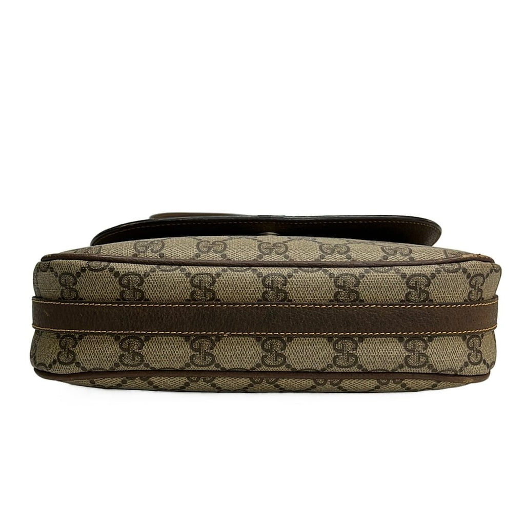 Gucci Shoulder Bag Vintage GG Pattern Beige Dark Brown Leather — view 5
