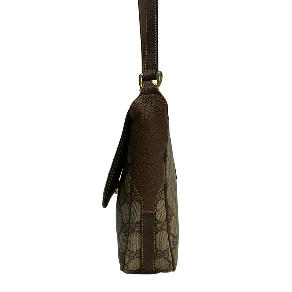 Gucci Shoulder Bag Vintage GG Pattern Beige Dark Brown Leather — view 2
