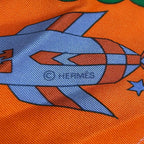 Hermes Scarf Carre 70 Orange Green Multi Un Week End Dans L'espace — view 2