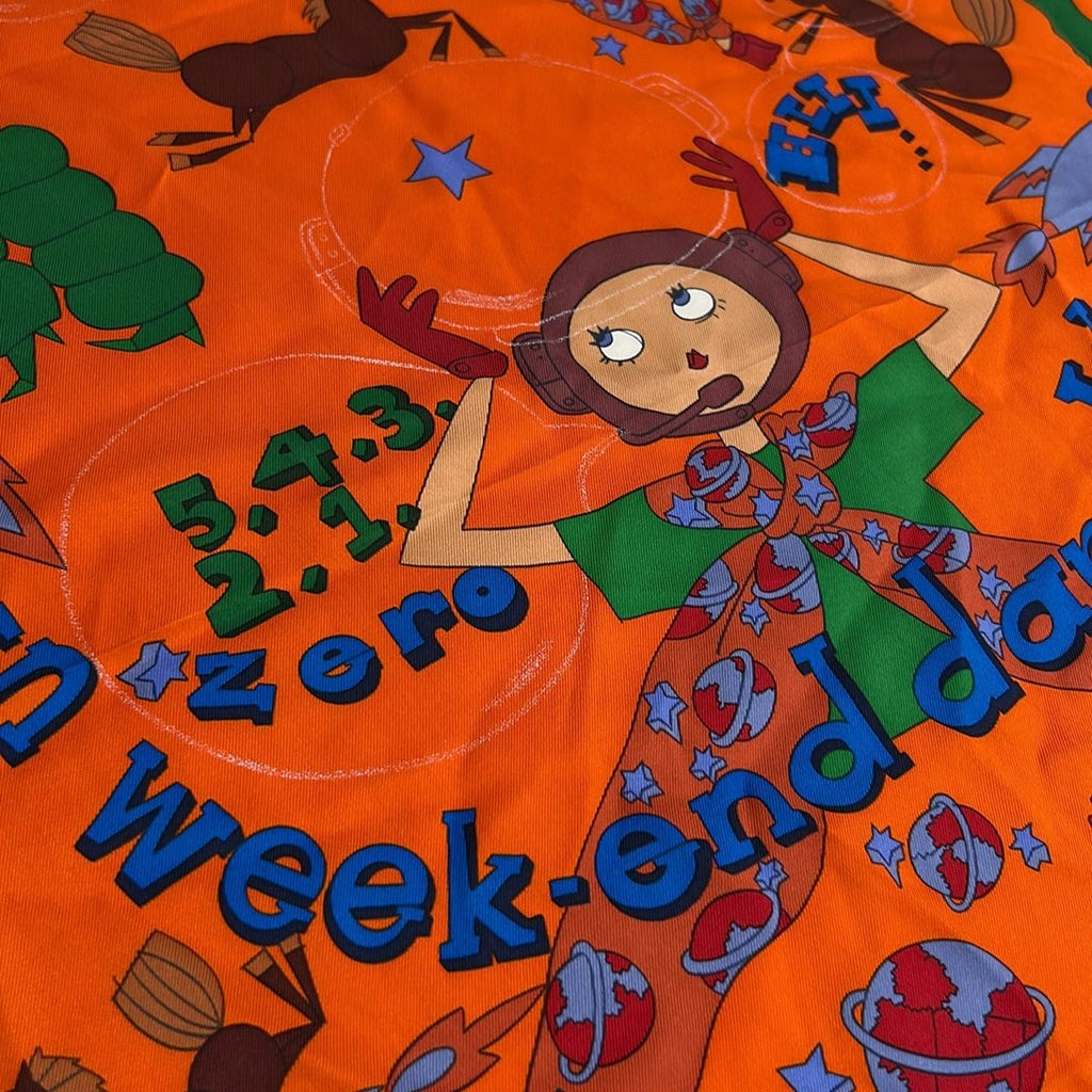 Hermes Scarf Carre 70 Orange Green Multi Un Week End Dans L'espace — view 4