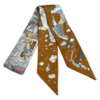 Hermes Scarf Twilly Orange White Multi Ribbon Sur Mon Nuage