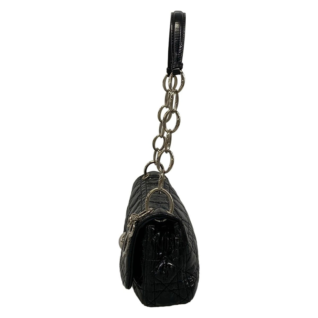 Dior Shoulder Bag Cannage Stitch Black Chain Silver Leather — view 4