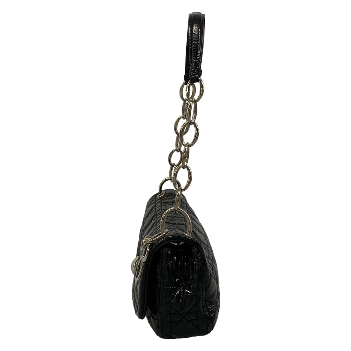Dior Shoulder Bag Cannage Stitch Black Chain Silver Leather — view 4