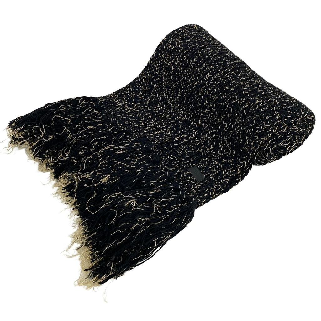 Saint Laurent Paris Shawl Black Gold Wool Scarf