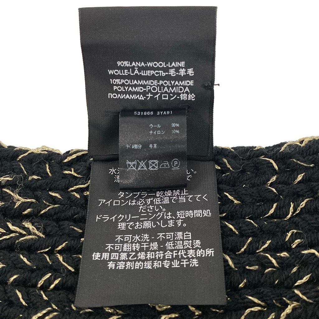 Saint Laurent Paris Shawl Black Gold Wool Scarf — view 3