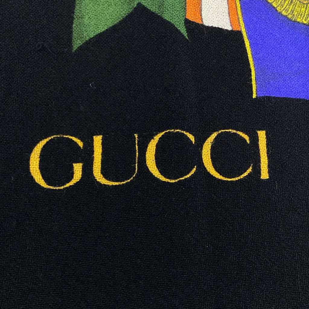 Gucci Shawl Black Dark Yellow Multi Wool Scarf — view 2