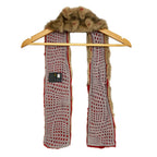 Fendi Scarf Beige Red Tippet Fur Cotton Wool — view 2
