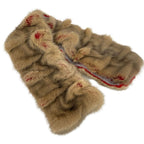 Fendi Scarf Beige Red Tippet Fur Cotton Wool — view 6