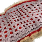 Fendi Scarf Beige Red Tippet Fur Cotton Wool — view 5