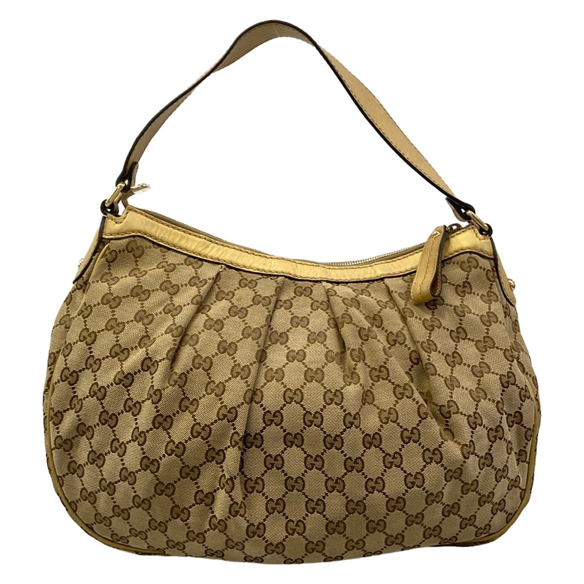 Gucci Shoulder Bag Sukey Beige Dark Brown Gold Leather — view 3
