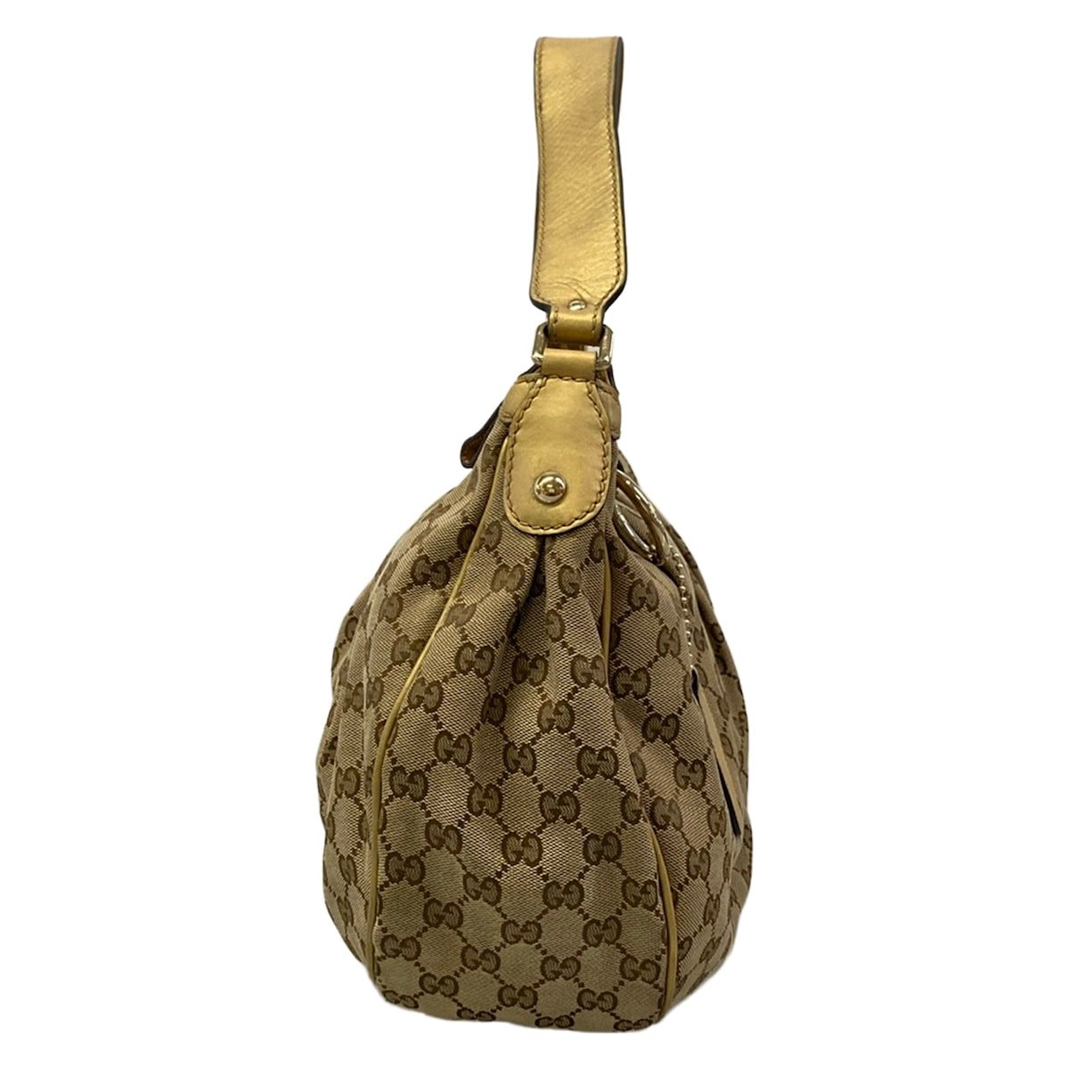 Gucci Shoulder Bag Sukey Beige Dark Brown Gold Leather — view 2