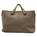 Bottega Veneta Handbag Intrecciato Gray Ivory Leather
