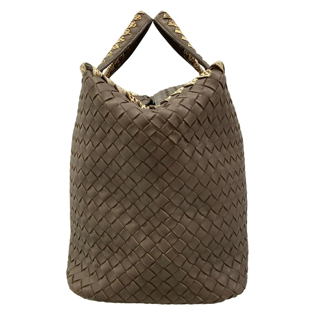 Bottega Veneta Handbag Intrecciato Gray Ivory Leather — view 2