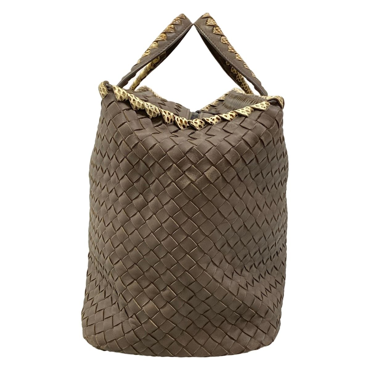 Bottega Veneta Handbag Intrecciato Gray Ivory Leather — view 4