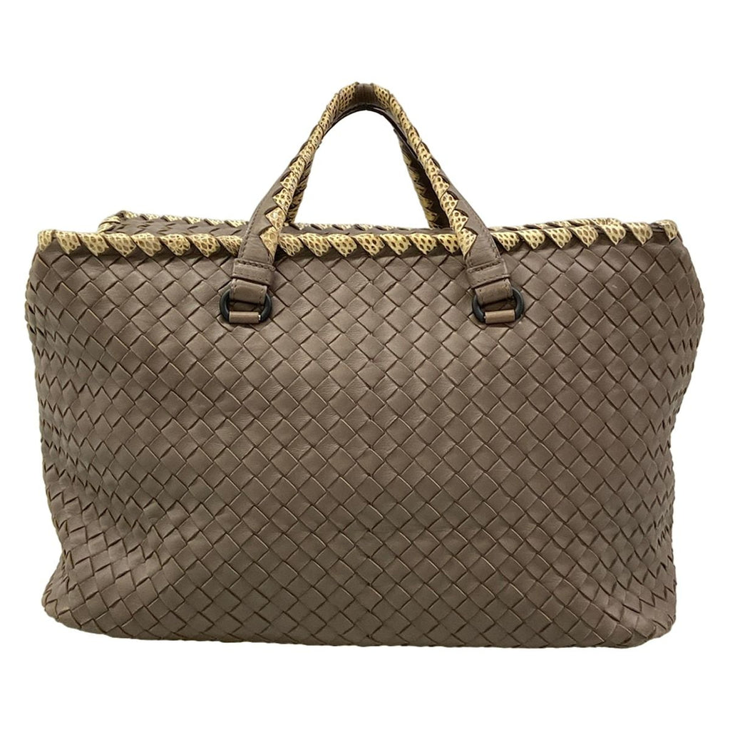 Bottega Veneta Handbag Intrecciato Gray Ivory Leather — view 3