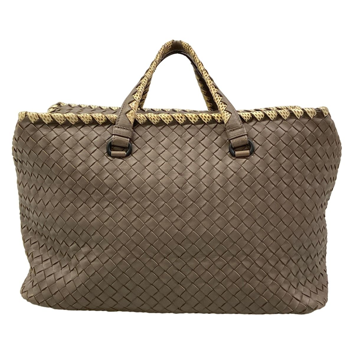 Bottega Veneta Handbag Intrecciato Gray Ivory Leather — view 3