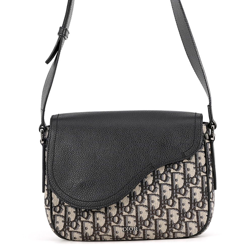 Dior Shoulder Bag Oblique Mini Saddle Black Trotter