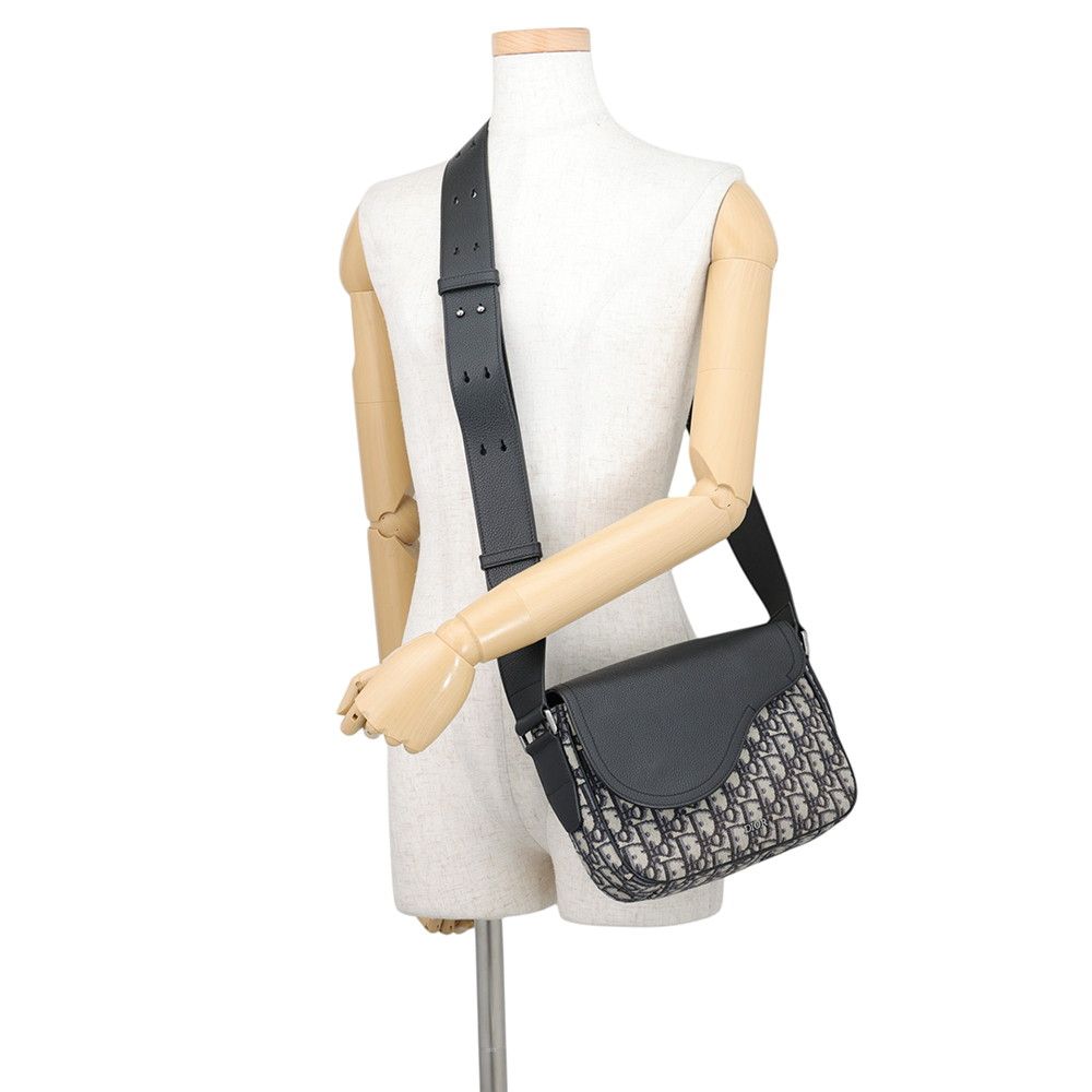 Dior Shoulder Bag Oblique Mini Saddle Black Trotter — view 4