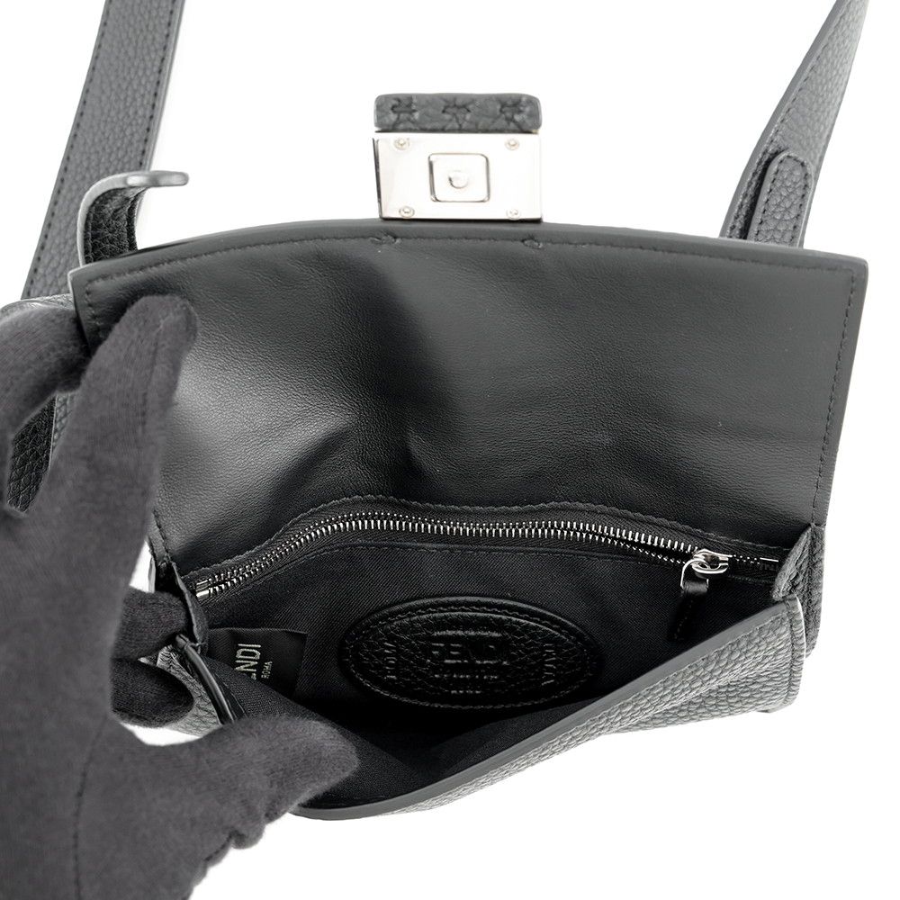 Fendi Shoulder Bag Selleria Baguette Slim Clutch Pouch Black — view 5