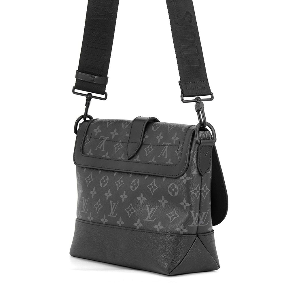 Louis Vuitton Shoulder Bag Monogram Eclipse Saumur Messenger Black — view 2