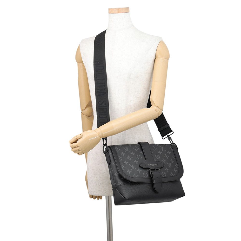 Louis Vuitton Shoulder Bag Monogram Eclipse Saumur Messenger Black — view 4