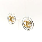 Chanel CC Logo Round Earrings Gold Silver — view 2