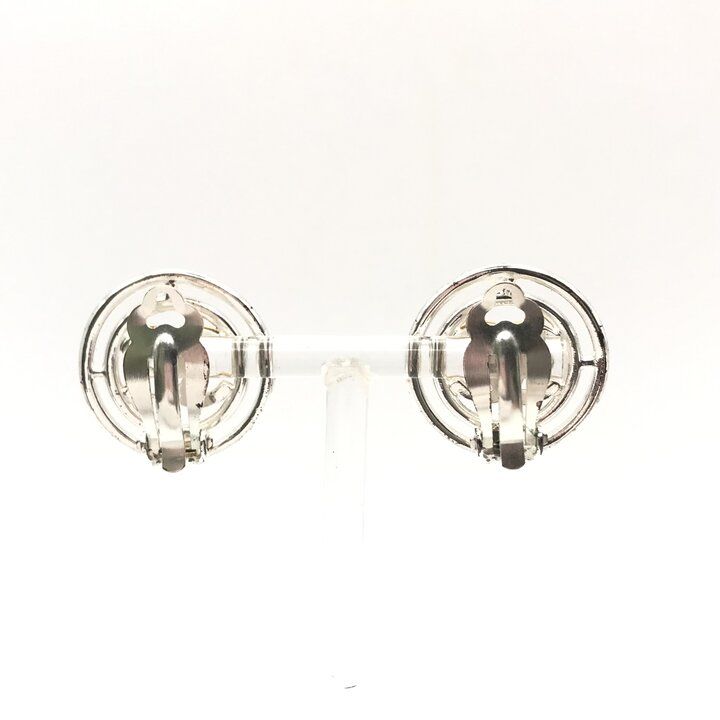 Chanel CC Logo Round Earrings Gold Silver — view 4