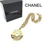 Chanel Round Logo Plate Necklace Chain Belt Gold Vintage