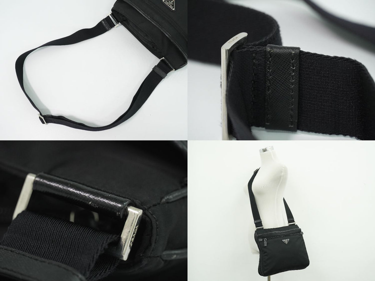 Prada Nylon Shoulder Bag Pochette Black — view 6