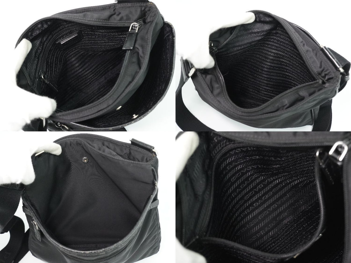 Prada Nylon Shoulder Bag Pochette Black — view 8