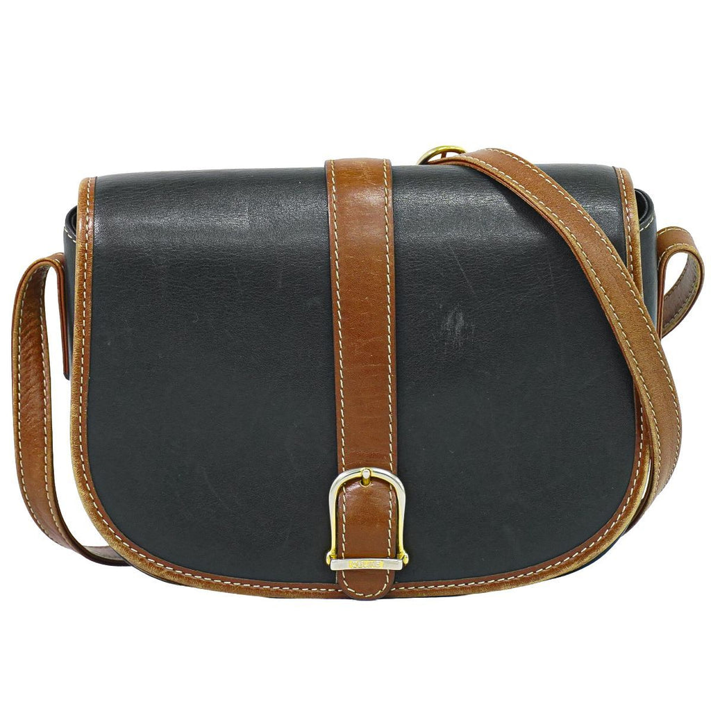 Celine Leather Shoulder Bag Pochette Black