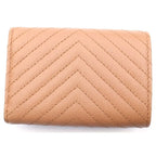 Chanel Boy Trifold Wallet Compact Coin Purse Caviar Leather Gold Pink Brown Seal — view 2